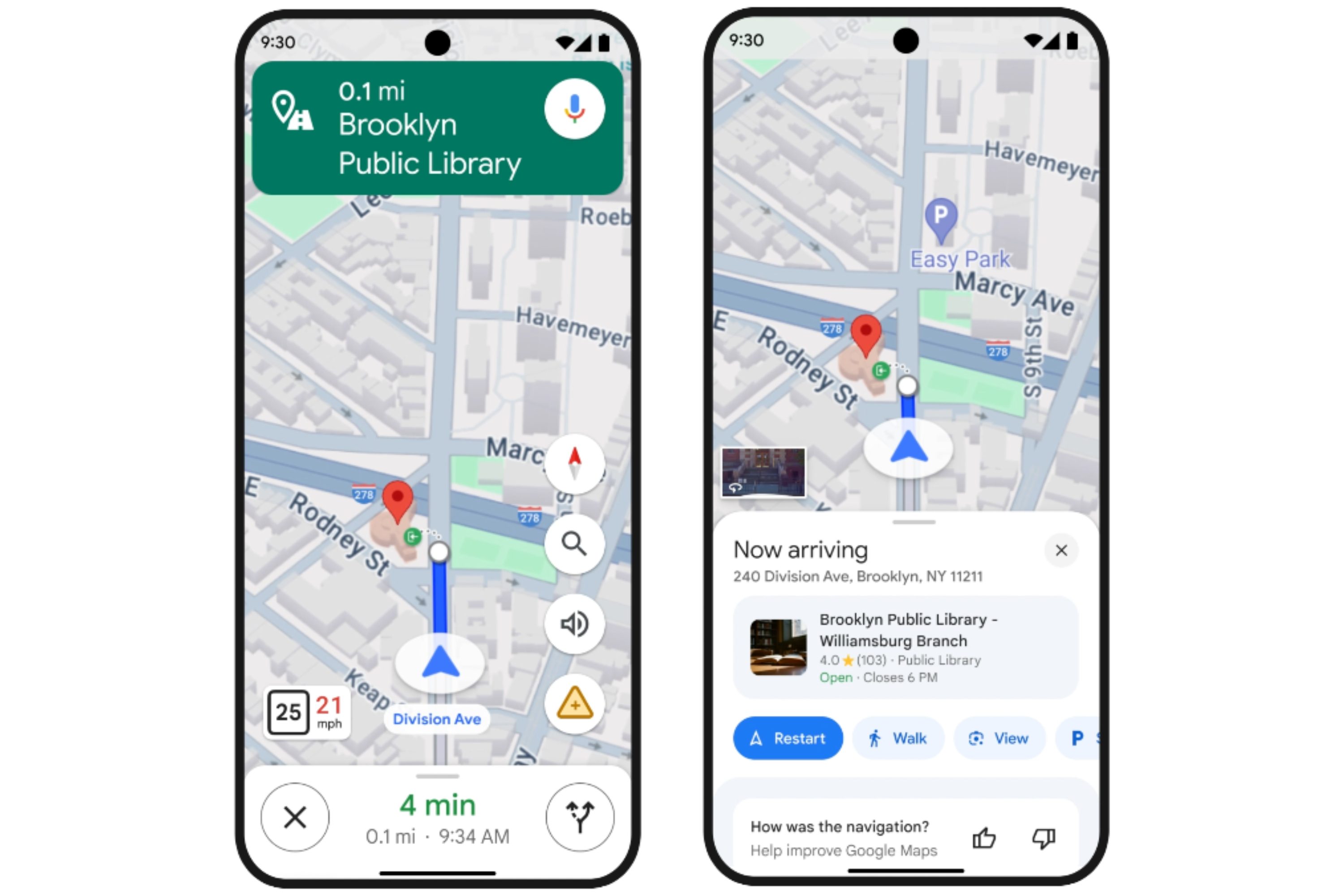 New UI in Google Maps for when you approach your destination.