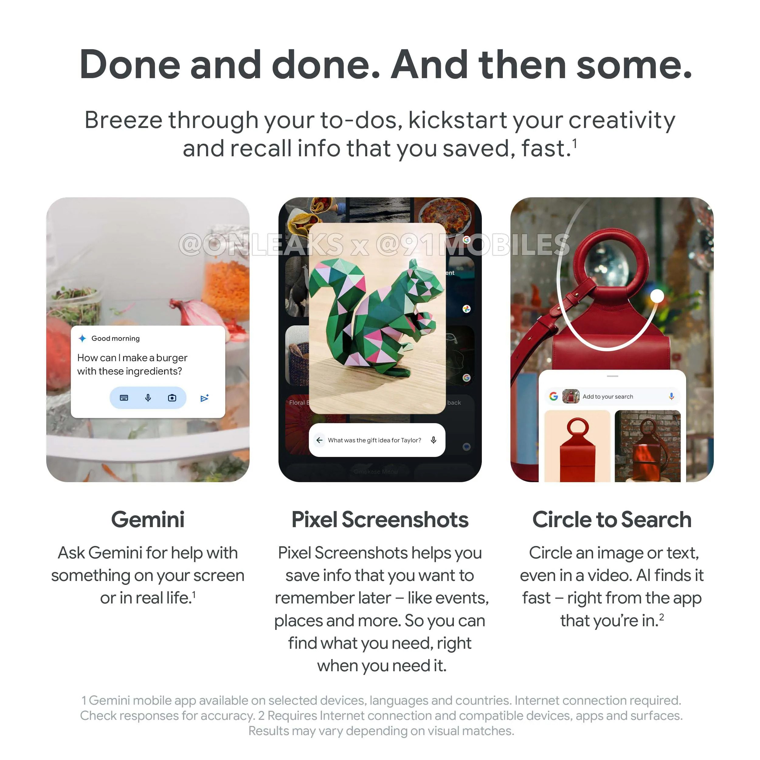A marketing image showing AI features for the Google Pixel 9 series.
