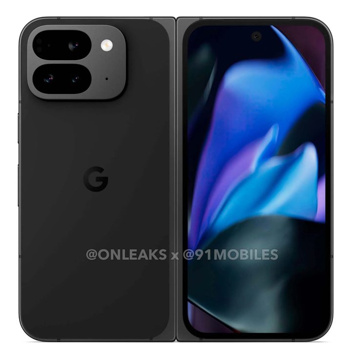 A render of the Google Pixel 9 Pro Fold in a black color.