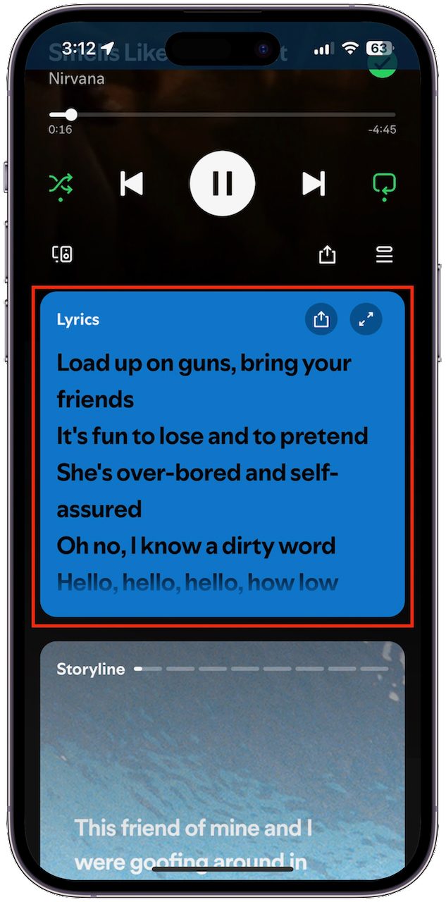 Howe to see lyrics in the Spotify app.