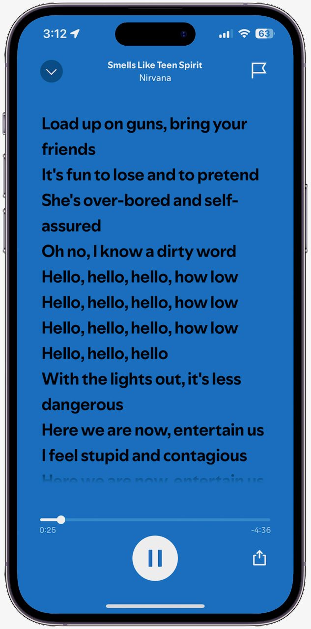 Howe to see lyrics in the Spotify app.