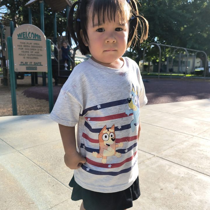 Toddler taken with a Motorola Razr 2024.