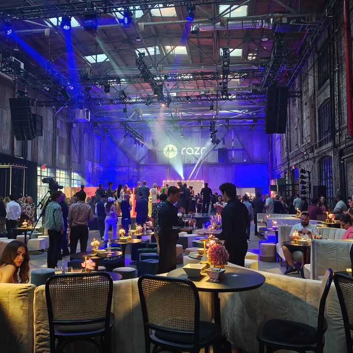 A photo of a Motorola launch party, taken with the Motorola Razr Plus 2024.