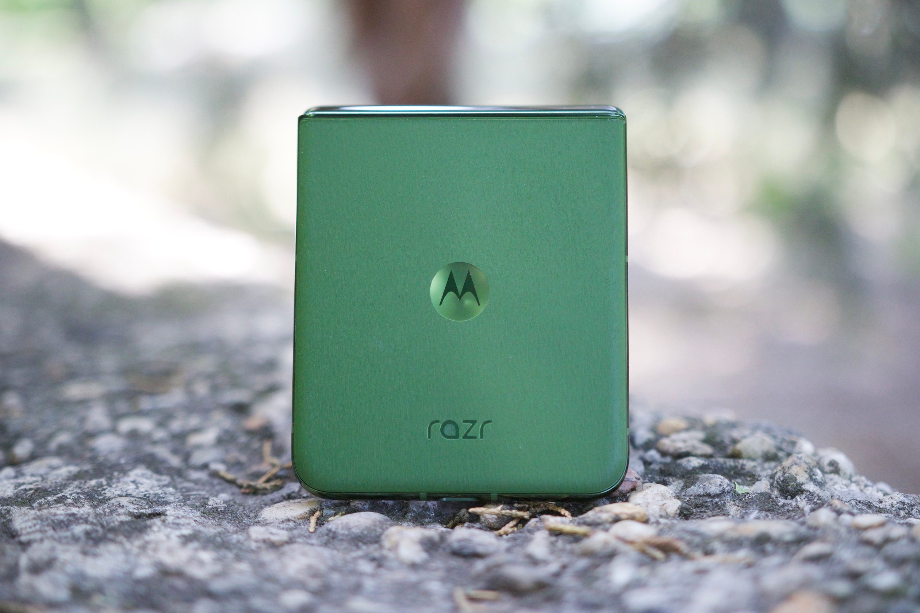 The back of the Motorola Razr Plus 2024 in green.
