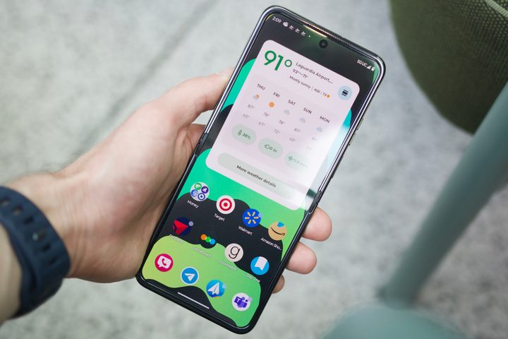 A home screen on the inner display of the Motorola Razr Plus 2024.