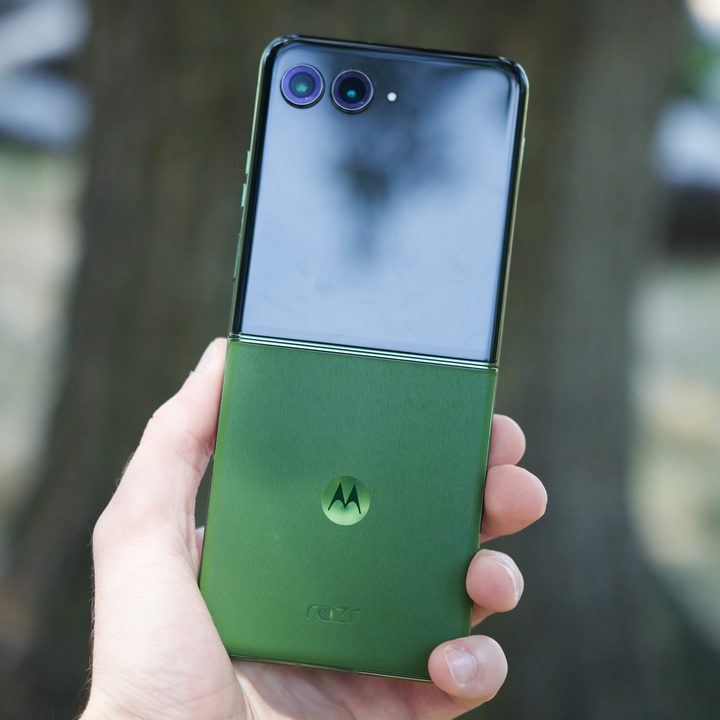 Someone holding the Motorola Razr Plus 2024.