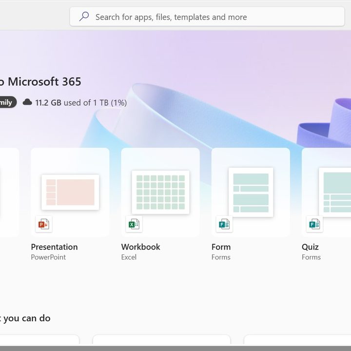 Microsoft 365 Family desktop app.