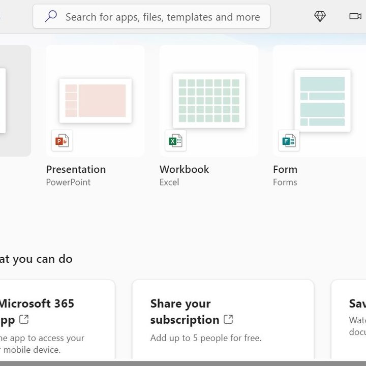 Microsoft 365 Family Web app.