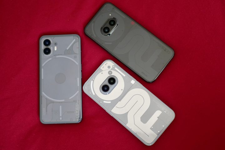 The Nothing Phone 2, Nothing Phone 2a, and Nothing Phone 2a Plus.
