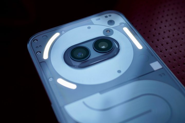 The Nothing Phone 2a Plus' camera and Glyph Interface lights.
