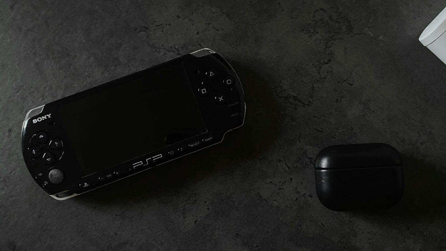 A PlayStation Portable (PSP) on a table.