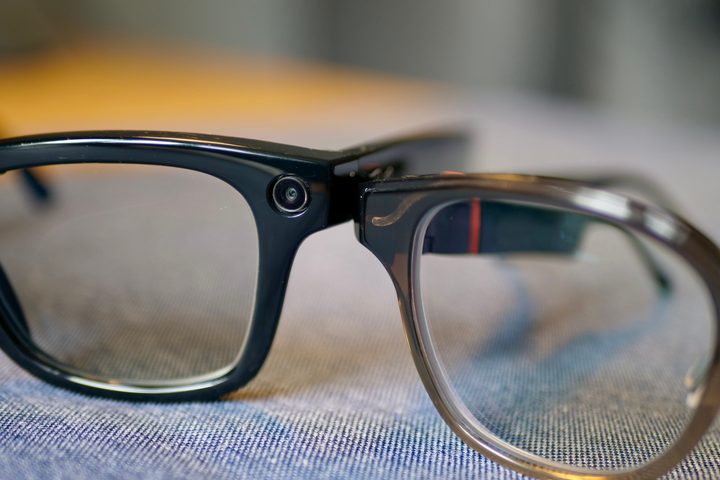 The camera on the Ray-Ban Meta, next to the Solos AirGo 3.