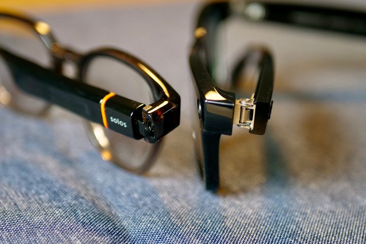 The hinges on the Ray-Ban Meta and Solos AirGo 3.