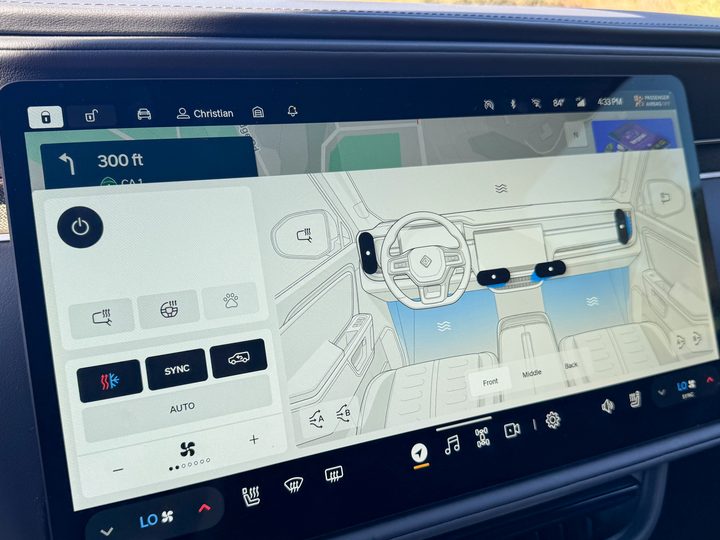 Climate settings on Rivian R1S Gen 2.