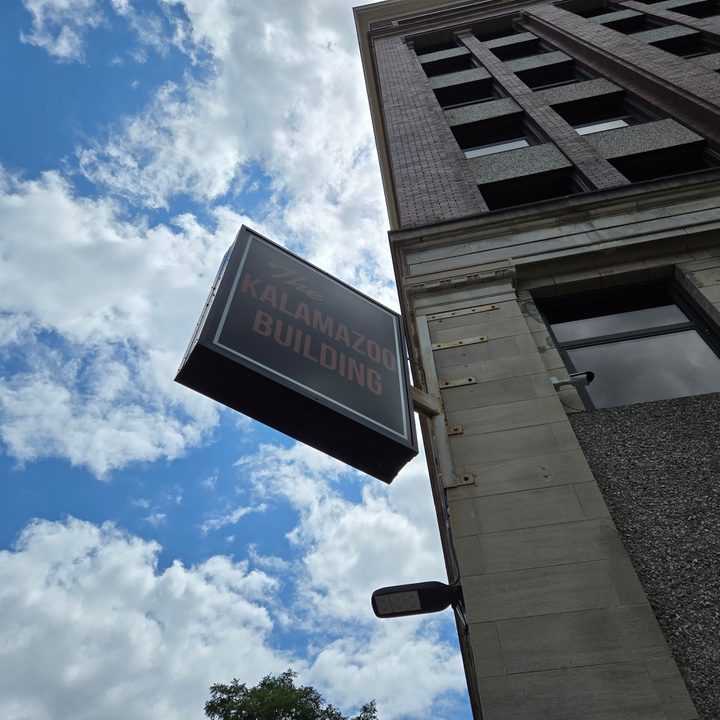 A photo of a sign that says "The Kalamazoo Building", taken with the Samsung Galaxy Z Flip 6.