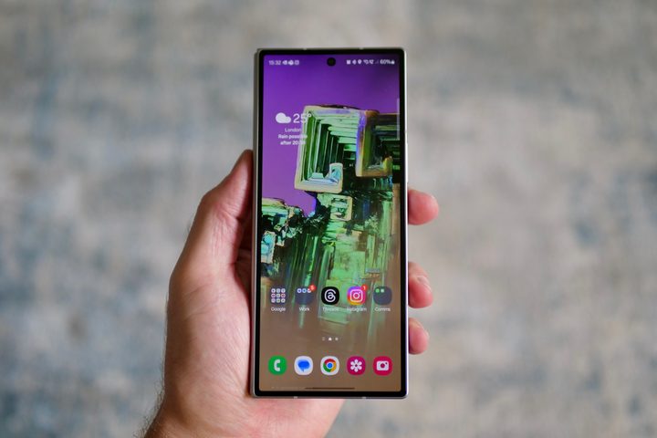 A person holding the closed Samsung Galaxy Z Fold 6.