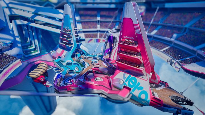 A colorful arena from Splitgate 2.