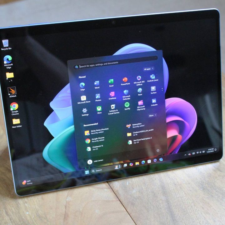 Microsoft Surface Pro 11 front view in tablet mode.