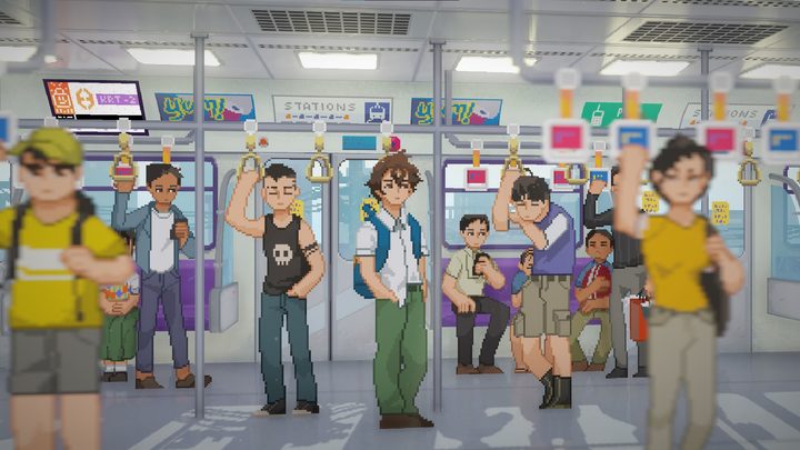Mark Borja on crowded train in morning