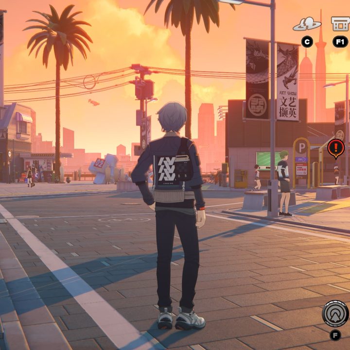 wise standing in lumina city during sunset