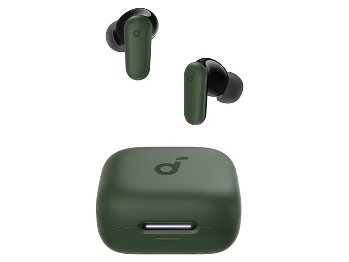 The Anker Soundcore P30i wireless earbuds with their charging case.