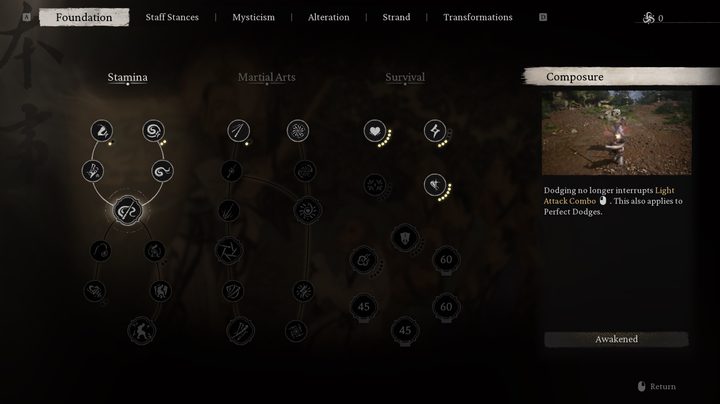 The skill tree in Black Myth Wukong.