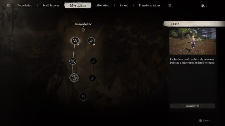 The skill tree in Black Myth Wukong.