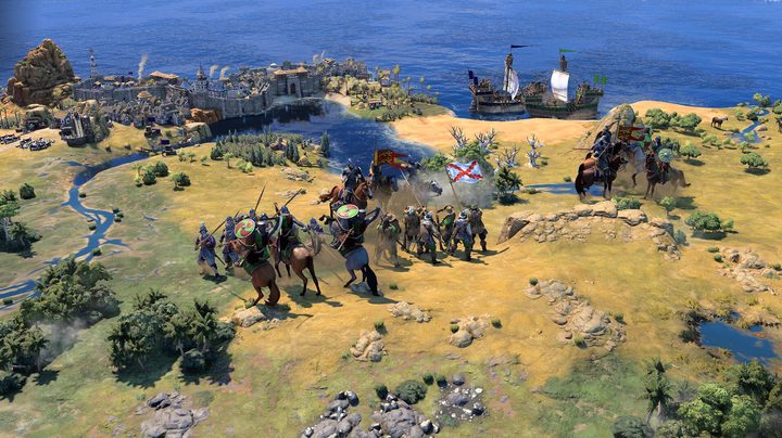 An army faces the ocean in Civilization 7.