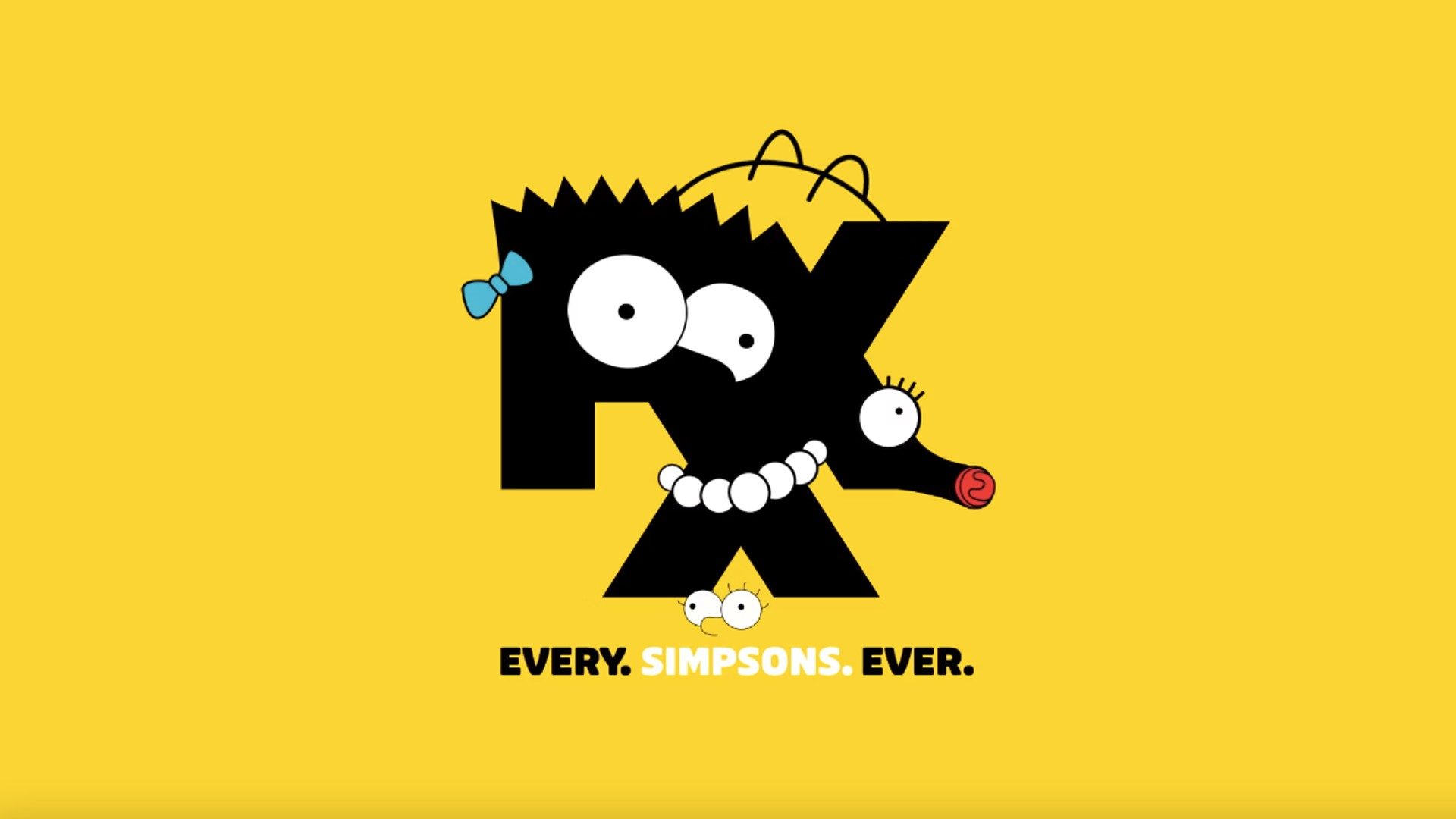 The logo for FXX has Simpsons eyes in a promo for the Every.Simpsons.Ever marathon.