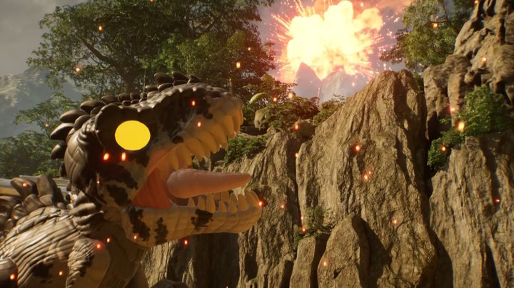 A dinosaur in Funko Fusion.