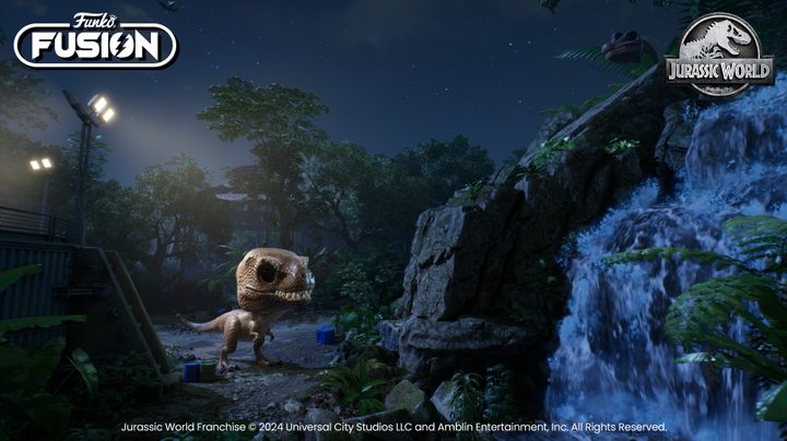 The Jurassic Park world in Funko Fusion.
