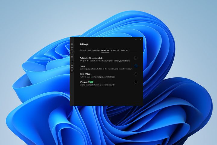 Hotspot Shield's Hydra protocol helps hide that you're using a VPN.
