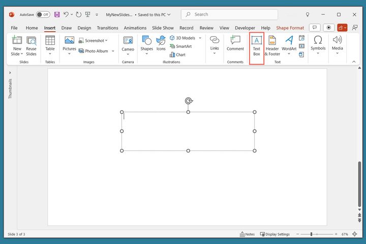 Insert a text box in PowerPoint.