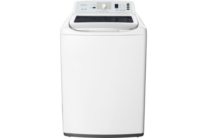 The Insignia 4.1 Cubic Feet High Efficiency Top Load Washer on a white background.