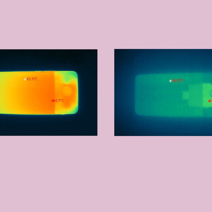 Thermal imaging of OnePlus Nord 4 after gaming.