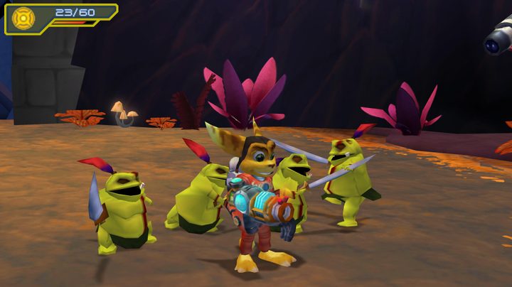Gameplay from the second level of Ratchet & Clank: Size Matters.