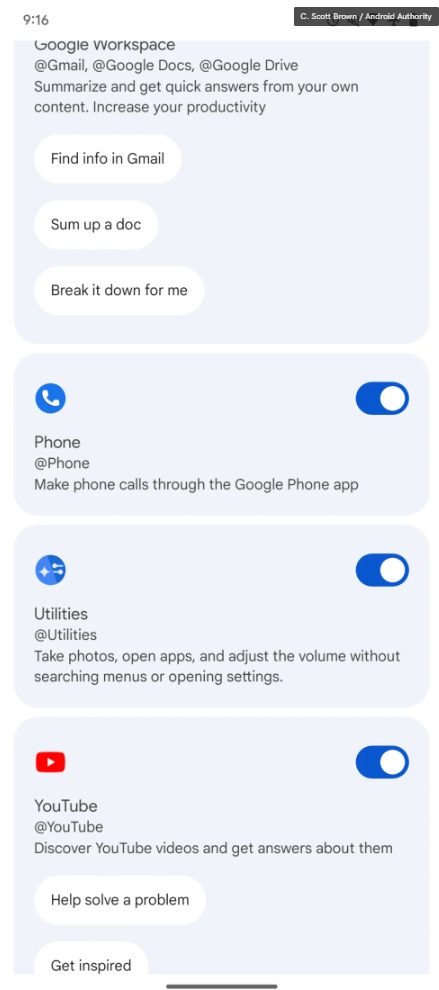 Google extensions with Gemini.