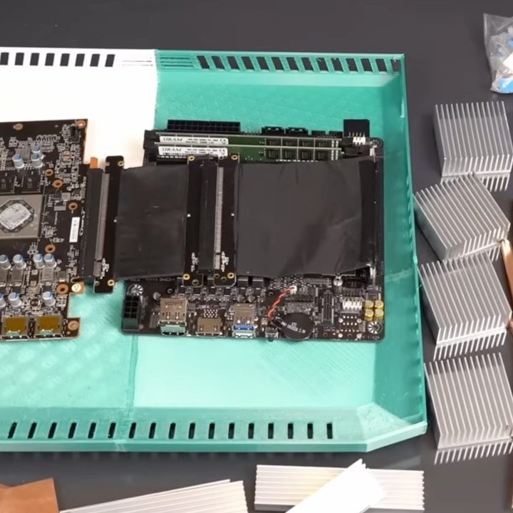3D printed laptop case with parts.