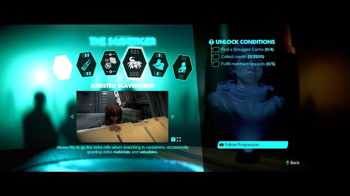 The abilities menu in Star Wars Outlaws.