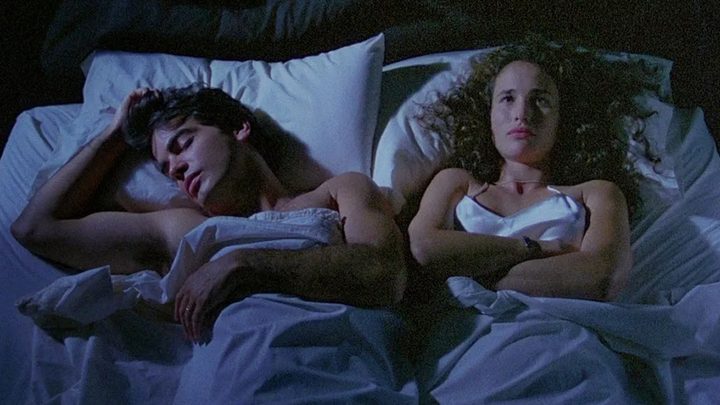 Peter Gallagher and Andie MacDowell in Sex, Lies & Videotape.