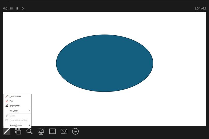 Presenter View toolbar in PowerPoint.
