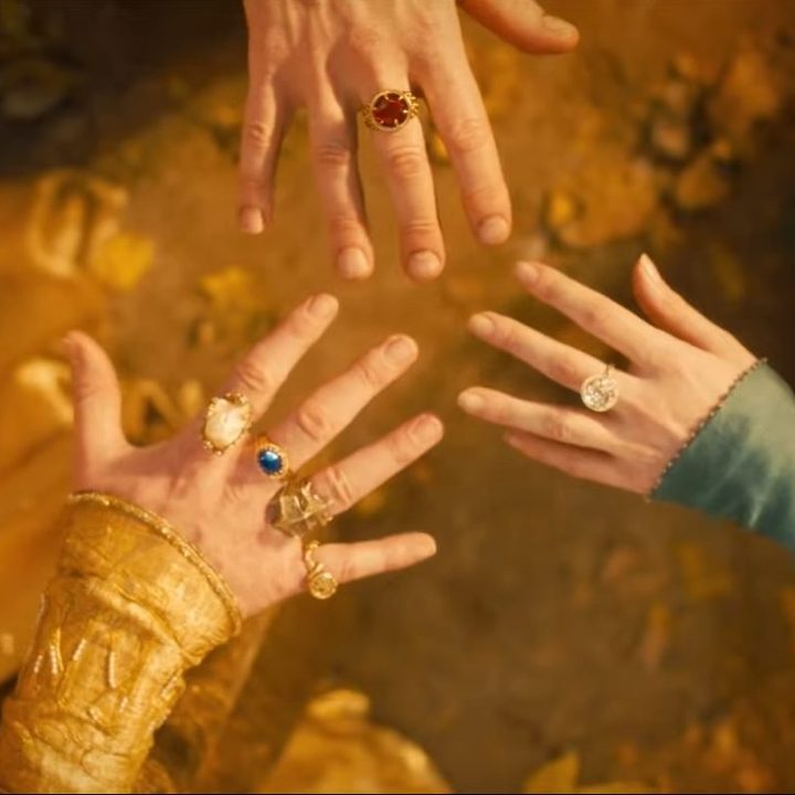 Three Elves wearing the Rings of Power in "The Lord of the Rings: The Rings of Power."