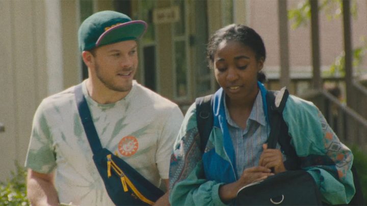 Jimmy Tatro and Ayo Edebiri in Theater Camp.