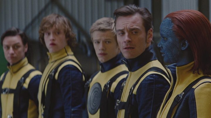 The X-Men lined up together in X-Men: First Class.