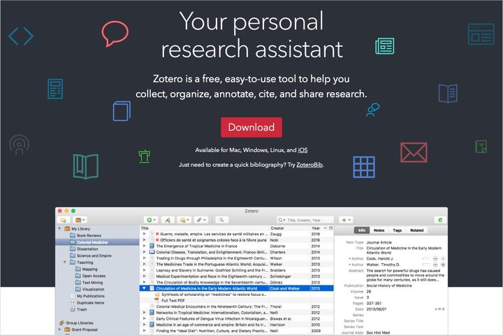 Zotero main webpage.