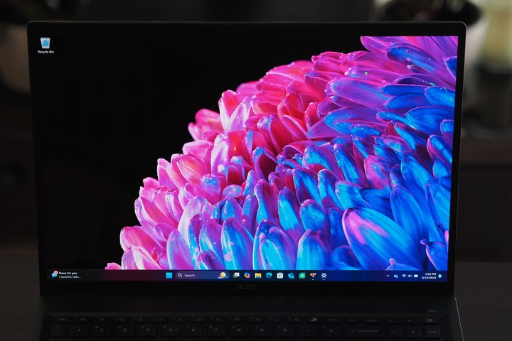 Acer Swift Edge 16 2024 front view showing display.