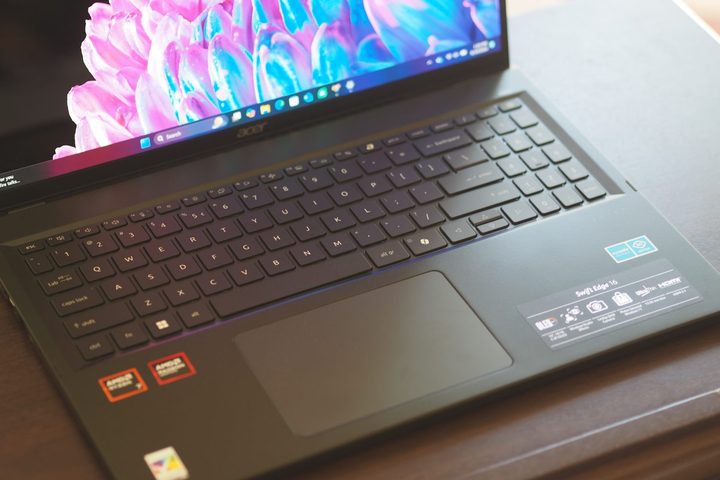 Acer Swift Edge 2024 top down view showing keyboard and touchpad.