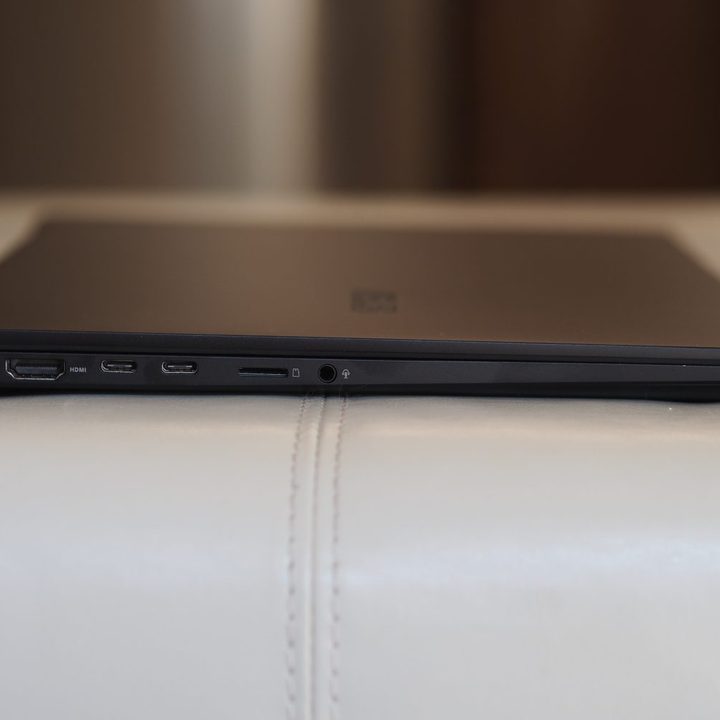 Asus Vivobook S 15 CoPilot+ left side view showing ports.