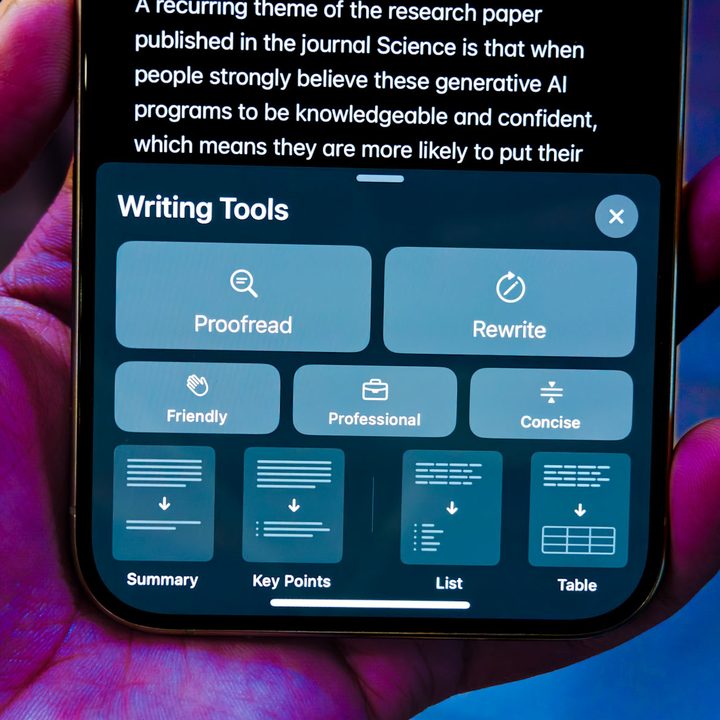 Writing Tools on iPhone 15 Pro.
