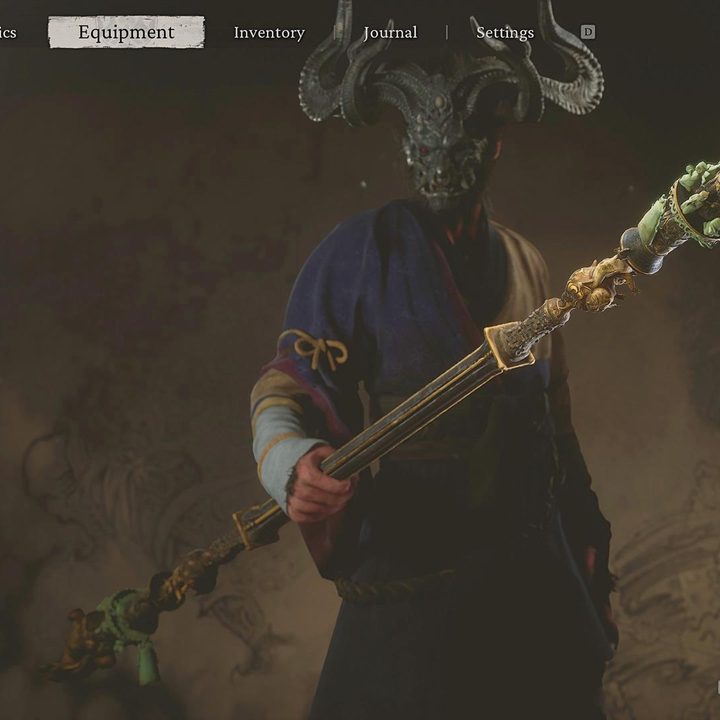 The image shows a menu where the player has the Bishui Beast Staff weapon equipped.